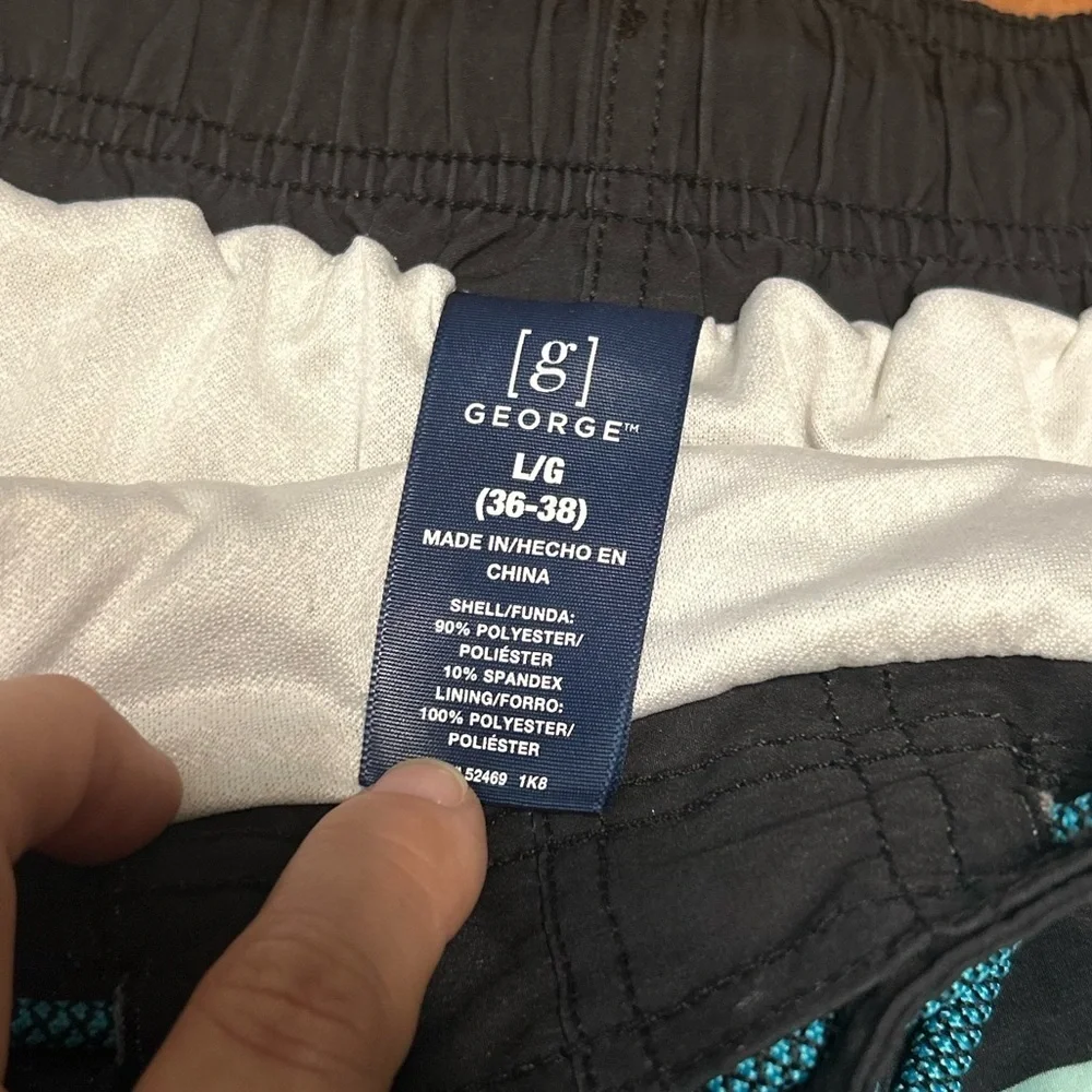 George Men's Blue and Black Striped Board Shorts size 36-38